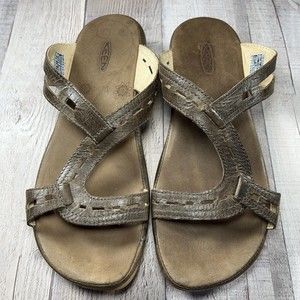 KEEN Women's Flat Sandals Strappy Open Toe Brown Leather Size 7 5488-SLBK GTS